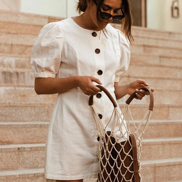 Last one Zara blogger fav linen dress puffy sleeve - Picture 8 of 8